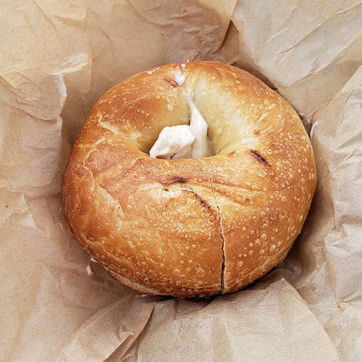 Plain Bagel with Strawberry Cream Cheese