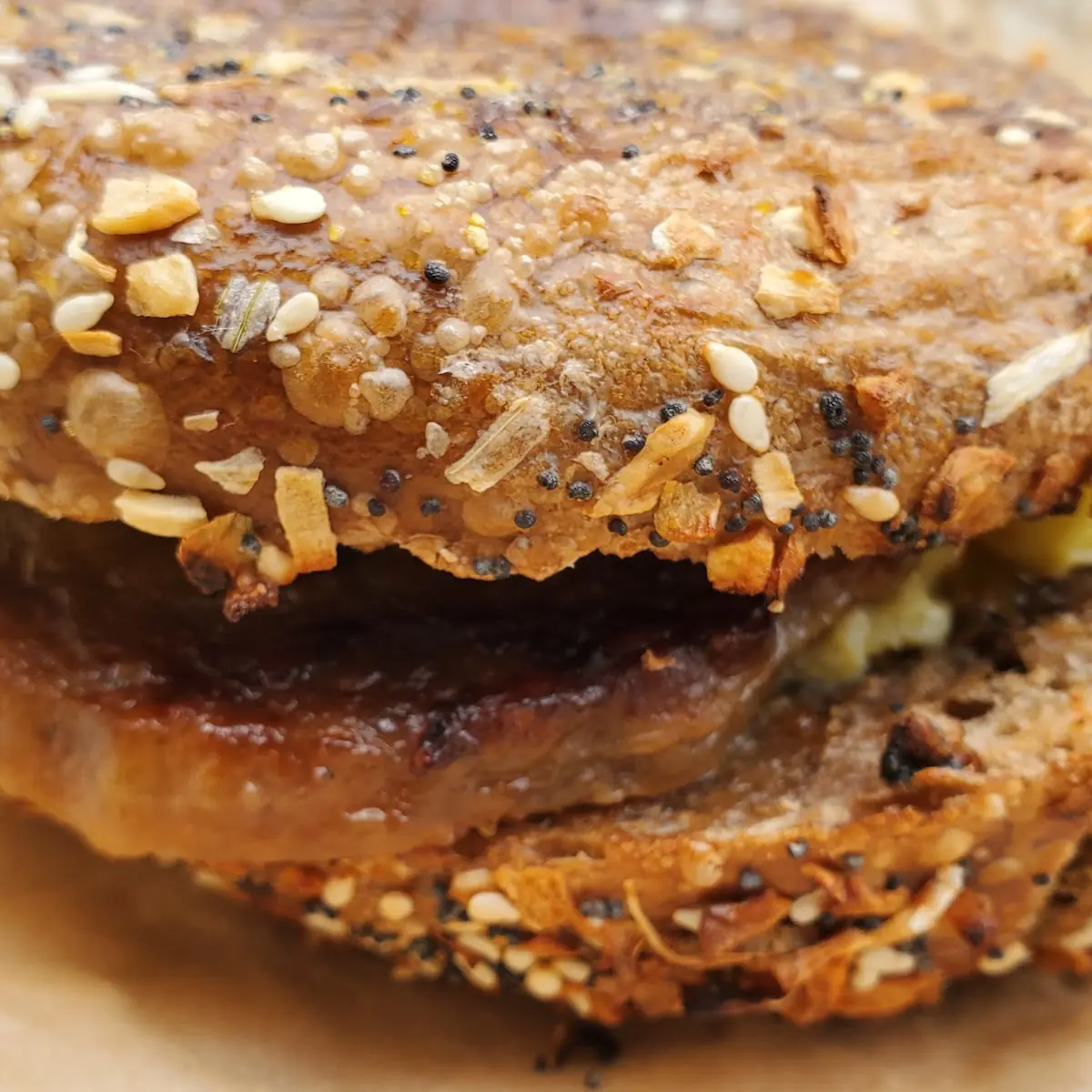 Whole Wheat Bagel with Everything Sausage Egg Sandwich