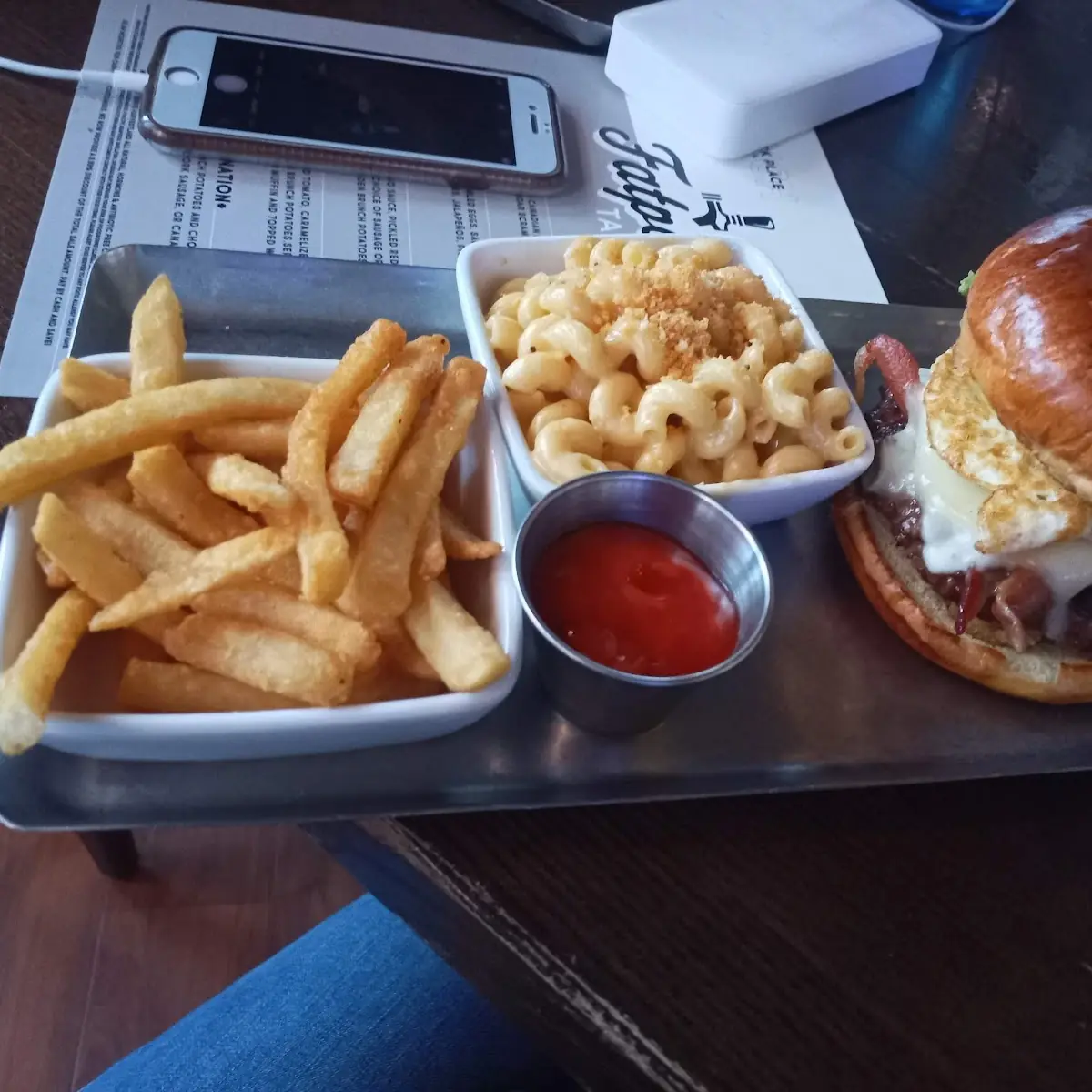 Maple Bacon Burger Fries Mac and Cheese