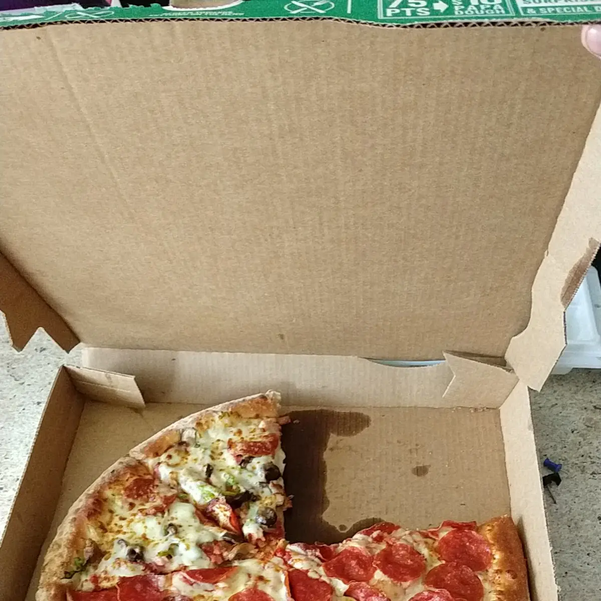 Pepperoni Pizza and Half Supreme Pizza