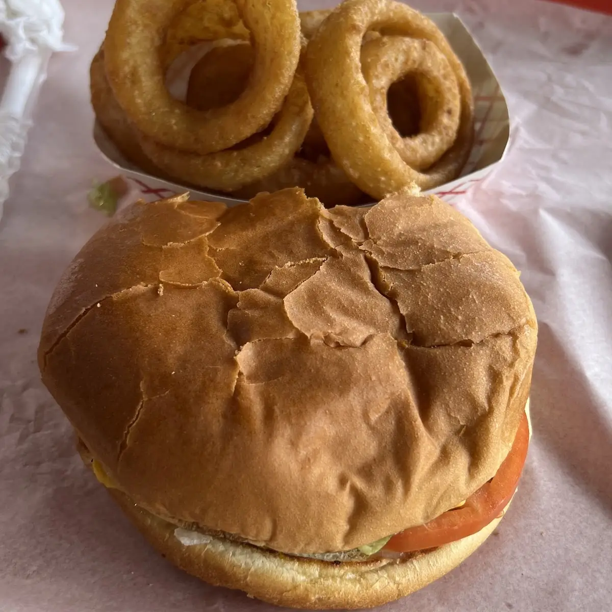No1 Cheeseburger with Onion Rings