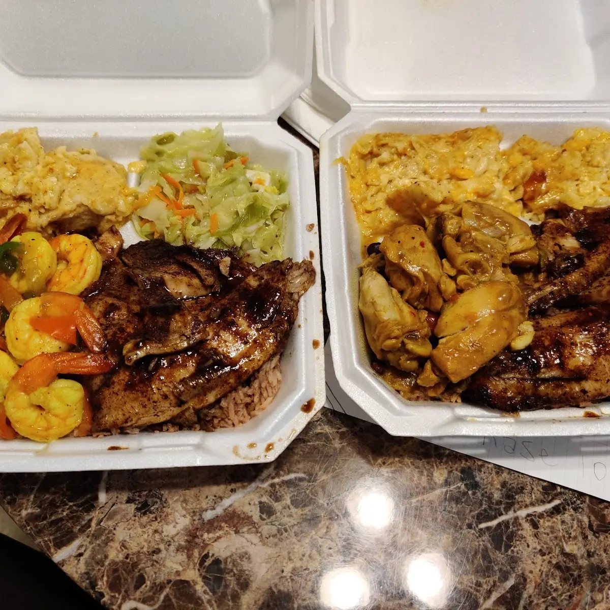 Brown Stew and Curry Chicken Plates
