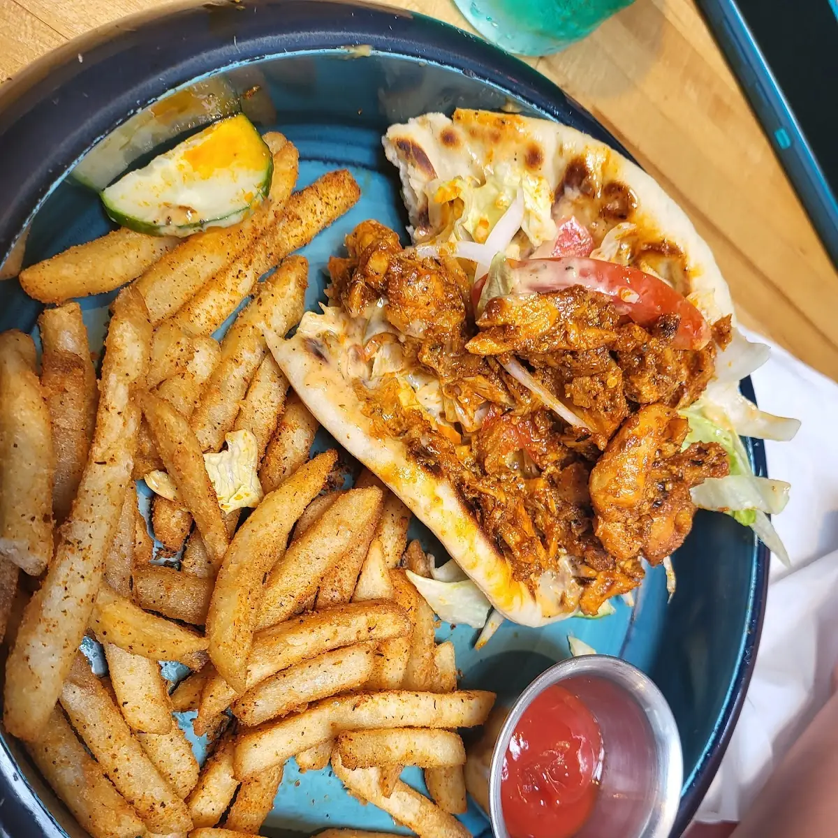 Spicy Chicken Pita with Fries