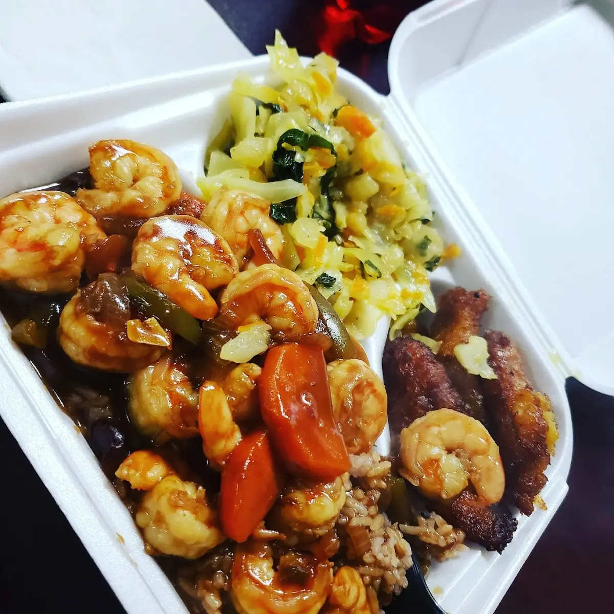 Brown Stew Shrimp Plate
