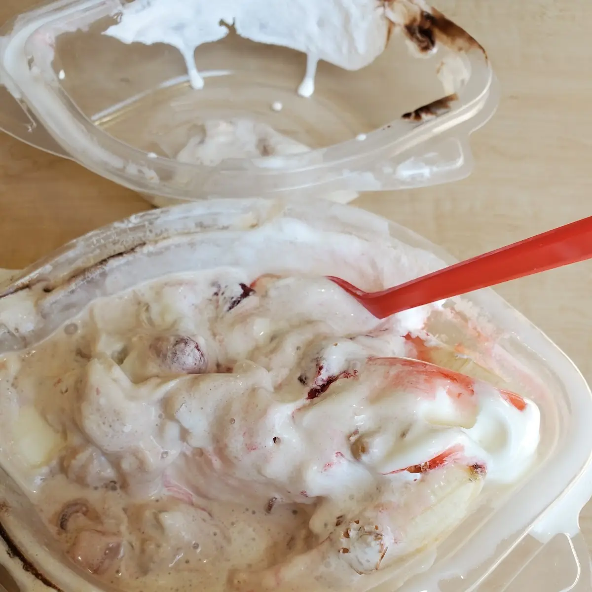 Melted Banana Split Served