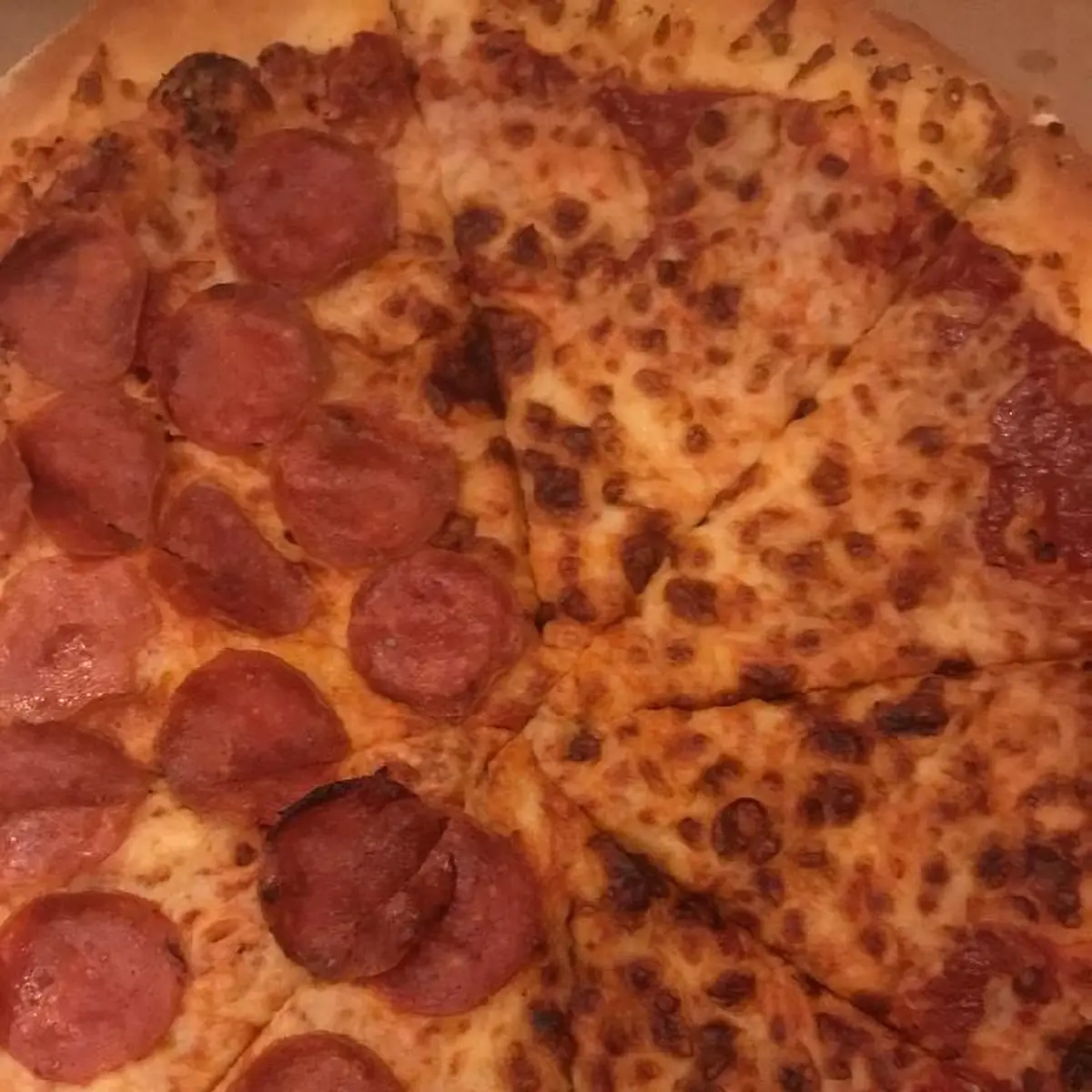 Half Pepperoni Half Cheese Pizza
