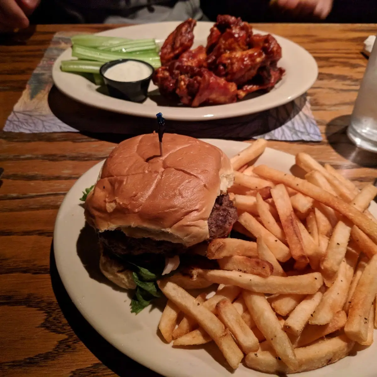 Billy's Hamburger with Fries and Chicken Wings