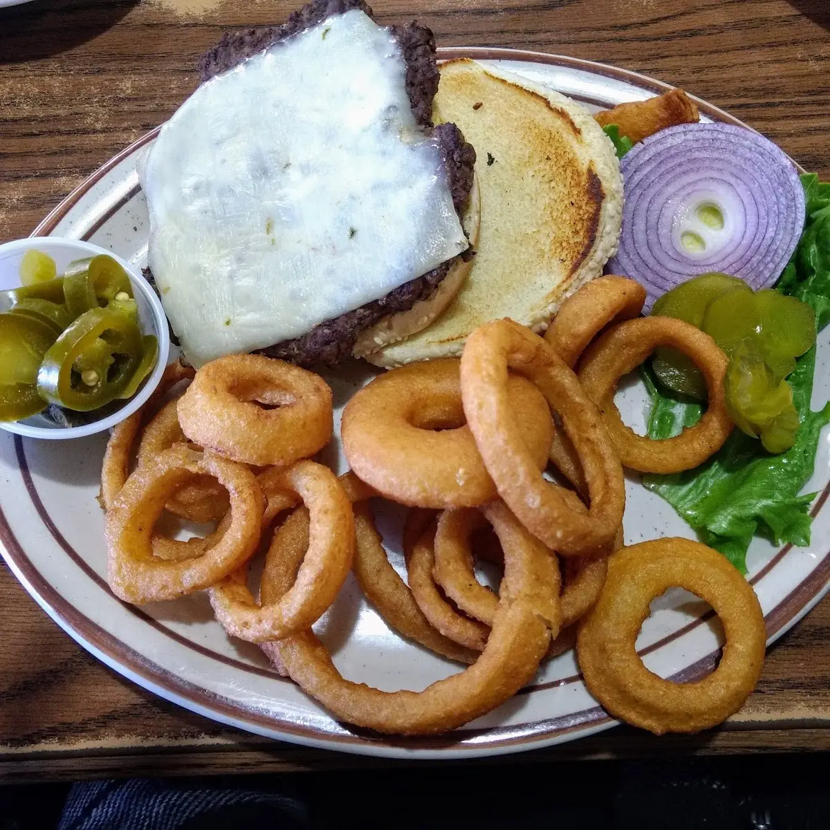 Chicken Fried Steak Sandwich and Onion Rings