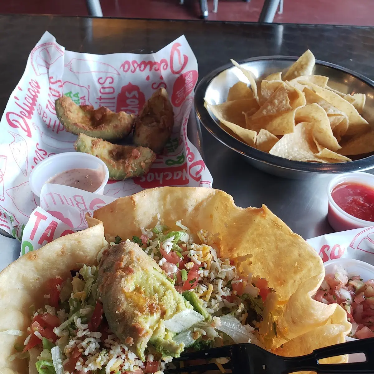 Taco Salad and Fried Avocado