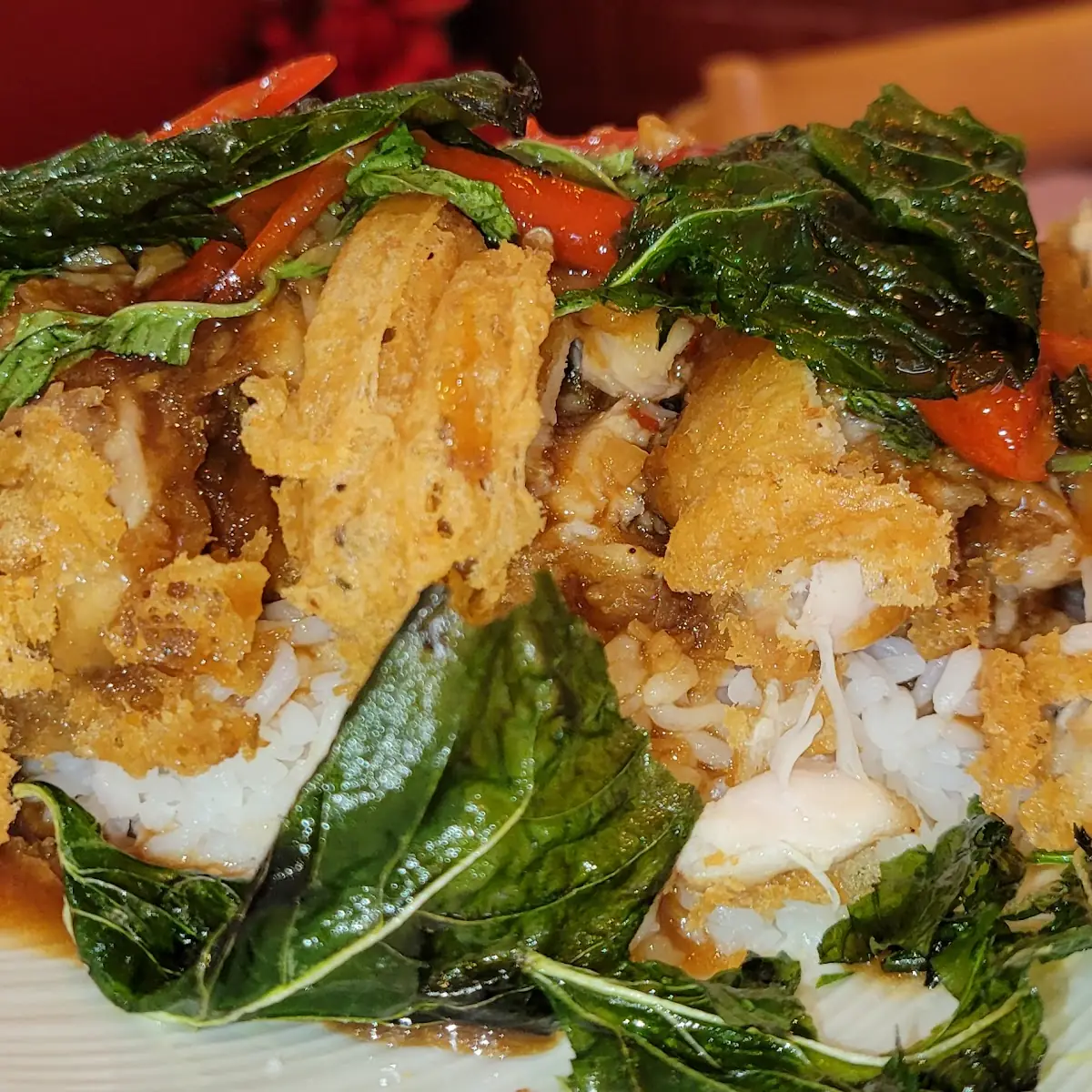 Fried Chicken with Basil Sauce