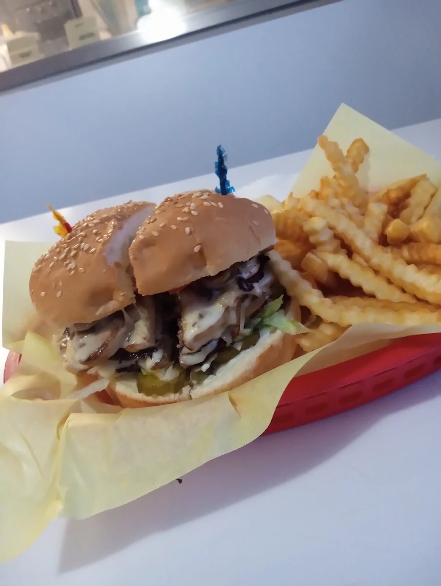 Mushroom Burger and Fries