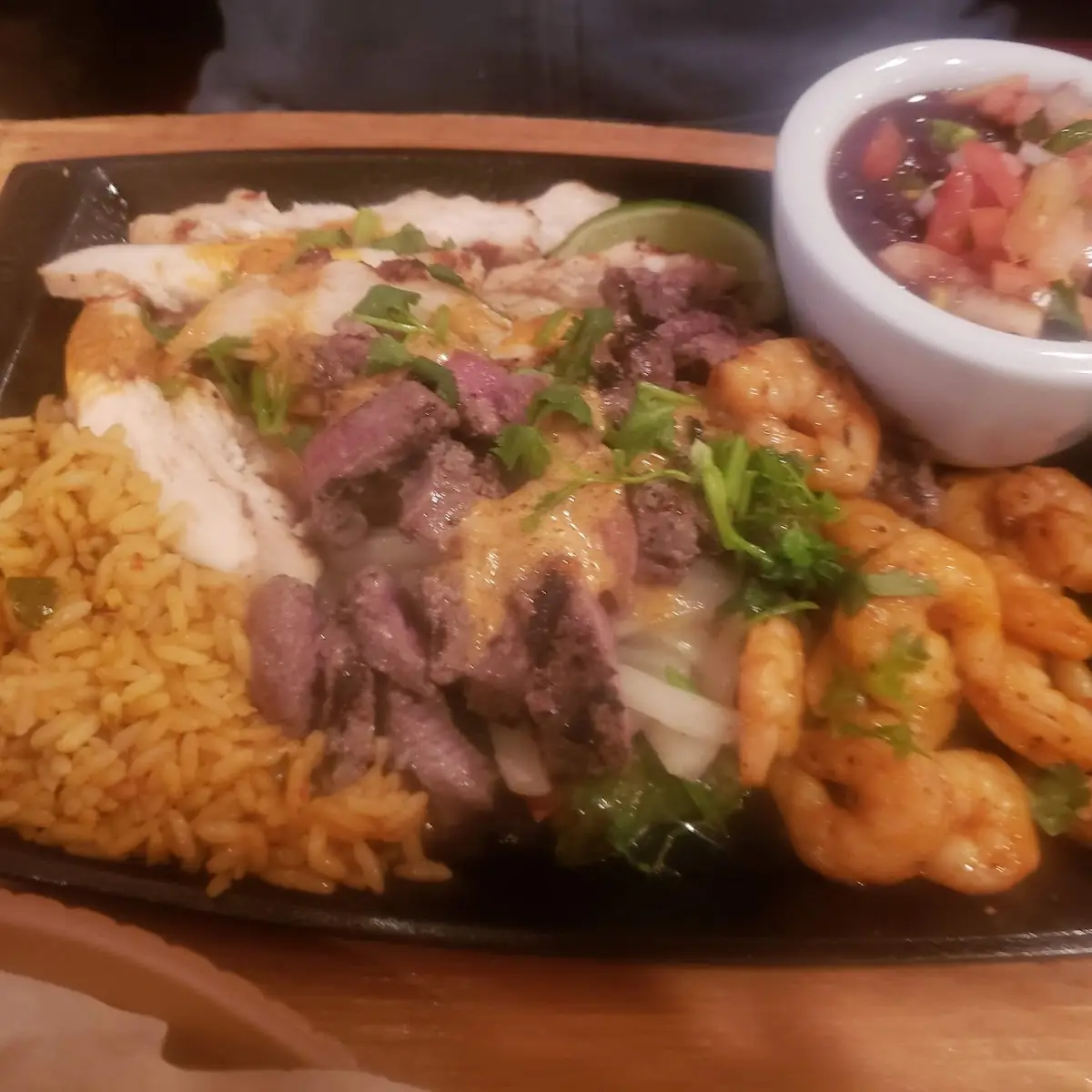 Steak Chicken & Shrimp Fajitas
