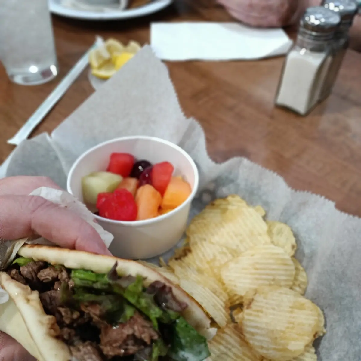 Lamb Gyro with Side of Fruit Cup