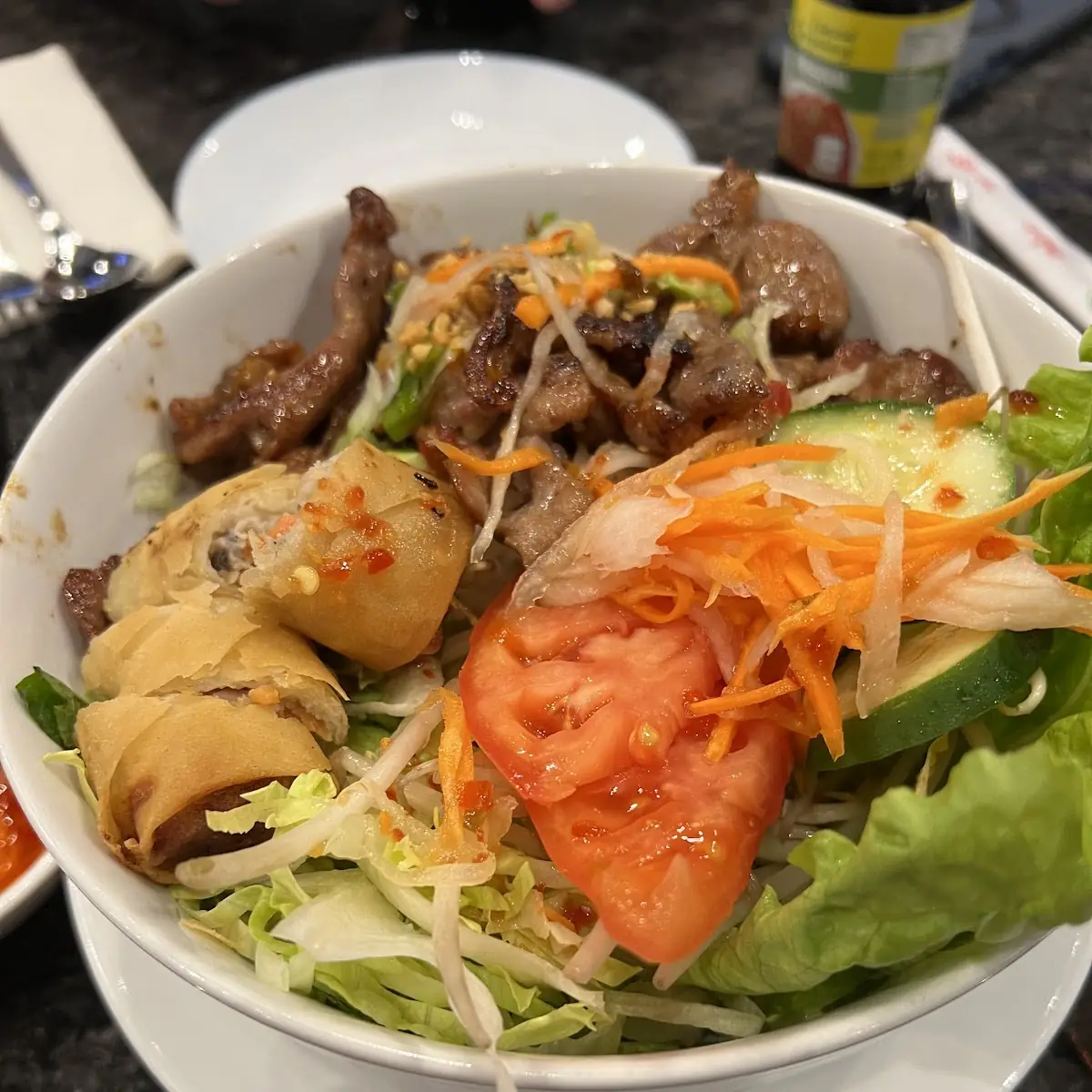 Grilled Pork and Spring Roll