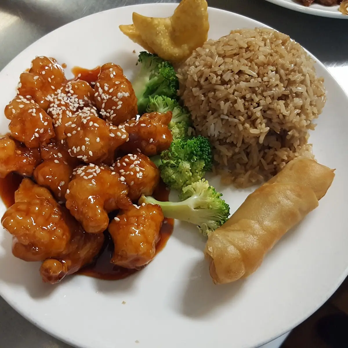 Orange Chicken Fried Rice Egg Roll