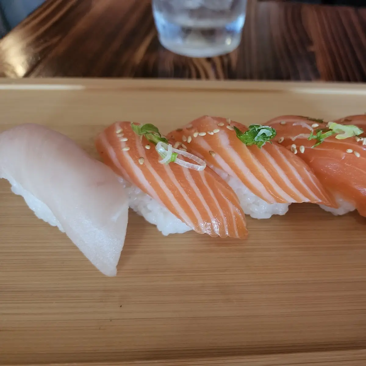 Salmon Nigiri and Halibut Nigiri