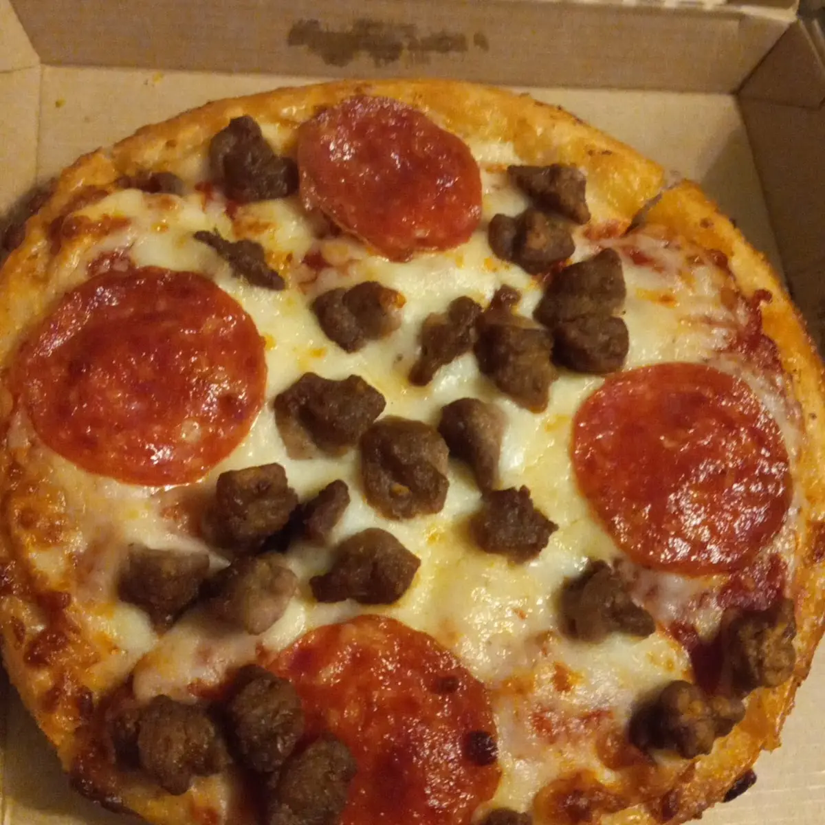 Personal Pepperoni Pizza and Added Sausage