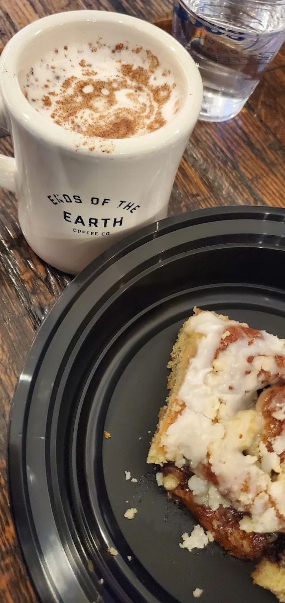 Chai Latte and Cinnamon Roll