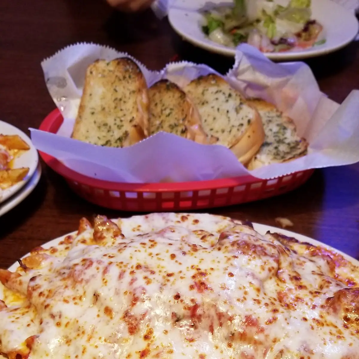 Baked Mostaccioli with Garlic Bread