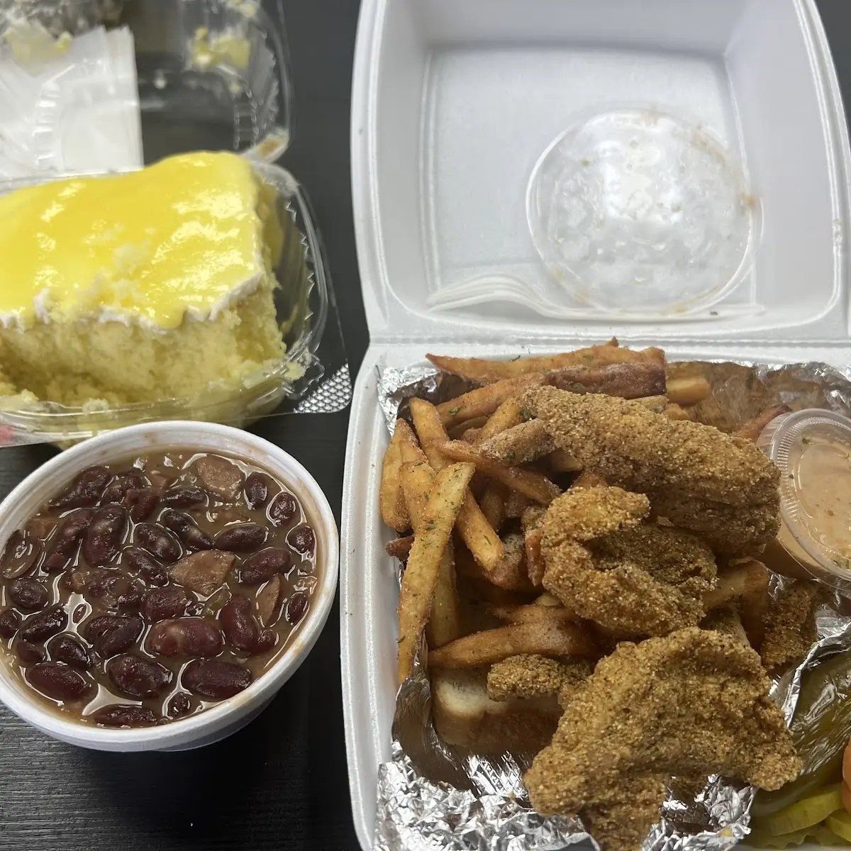 Catfish Basket and Lemon Cake
