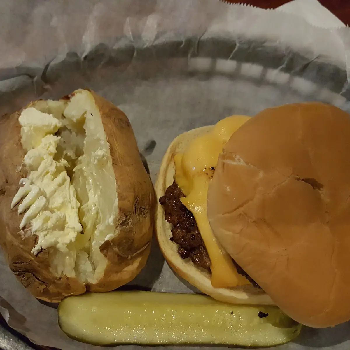 Cheeseburger and Baked Potato