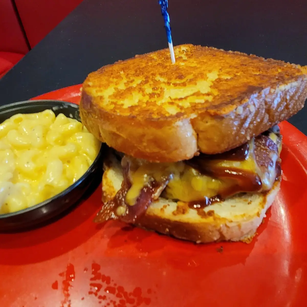 BBQ Bacon Burger on Texas Toast