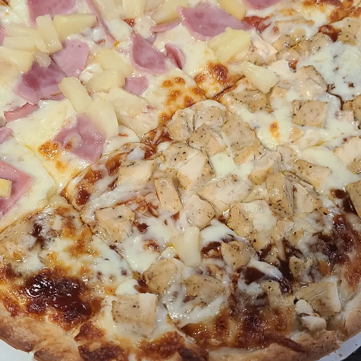 1 2 BBQ Chicken and 1 2 Hawaii