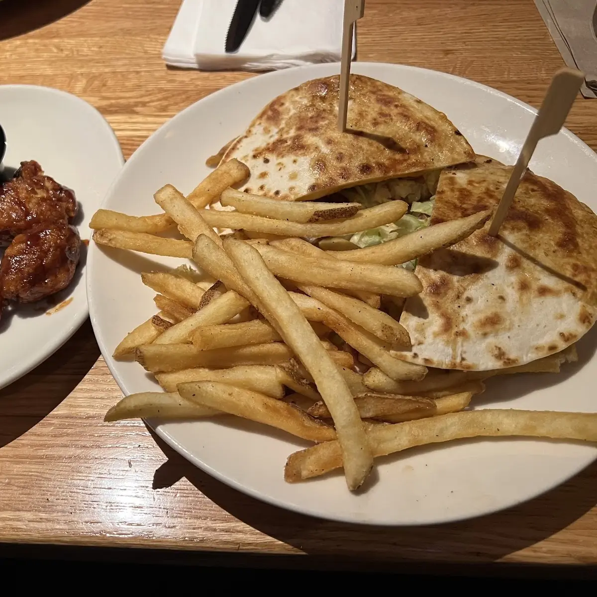 Quesadilla Burger and BBQ Wings