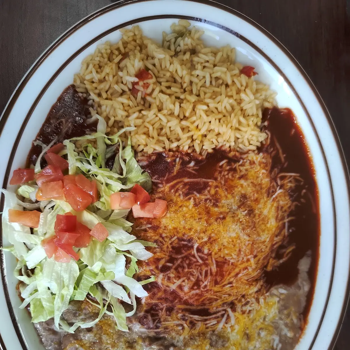 Cheese Enchilada Plate with Red Chile