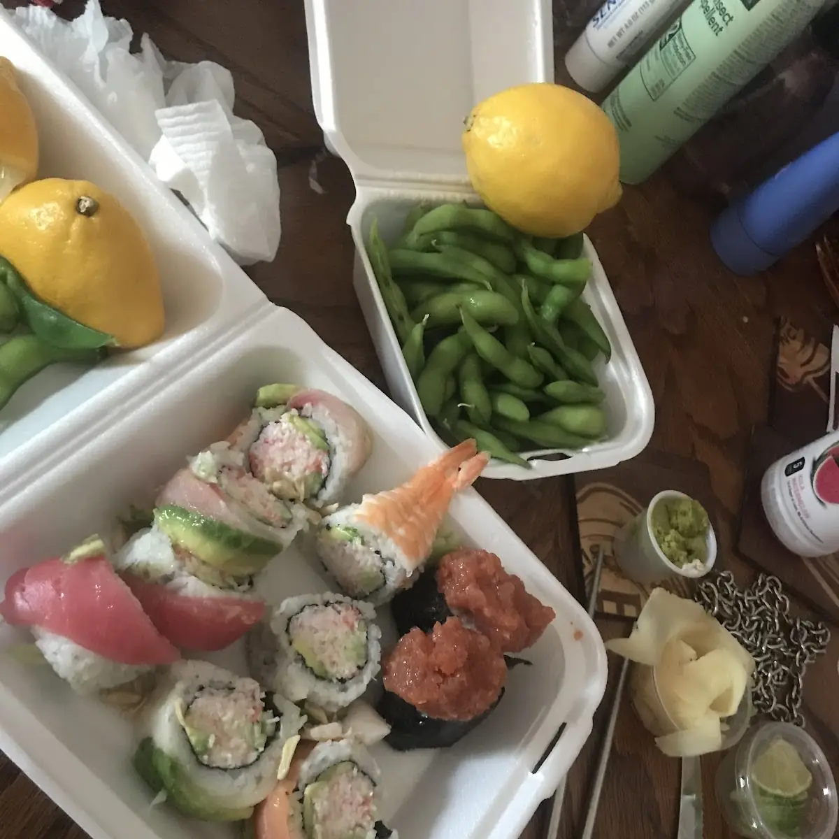Rainbow Sushi Rolls Spicy Tuna Nigiri Edamame