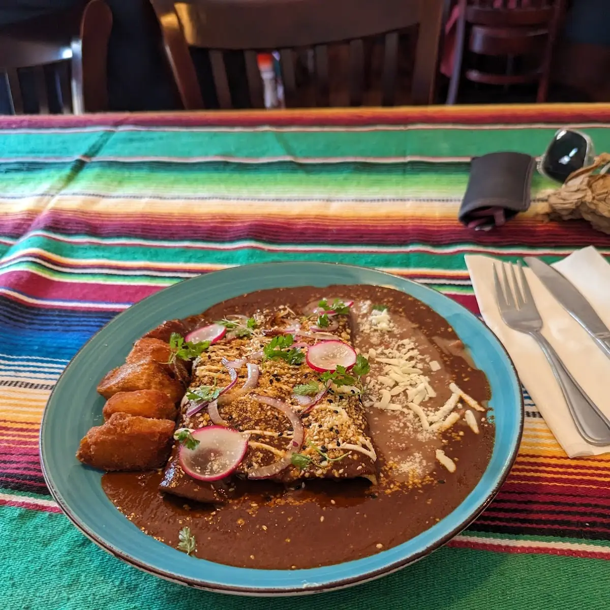 Green Enchiladas with Refried Beans