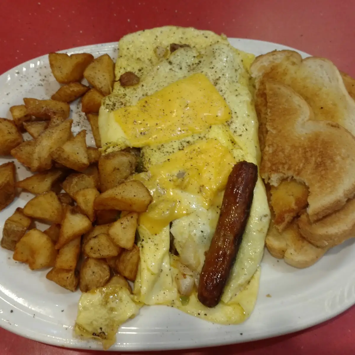 Omelette Deep Fried Potatoes & Toast