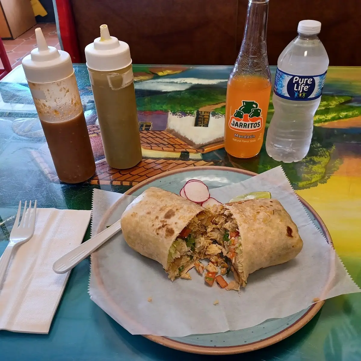 Chicken Burrito with Home Made Salsas