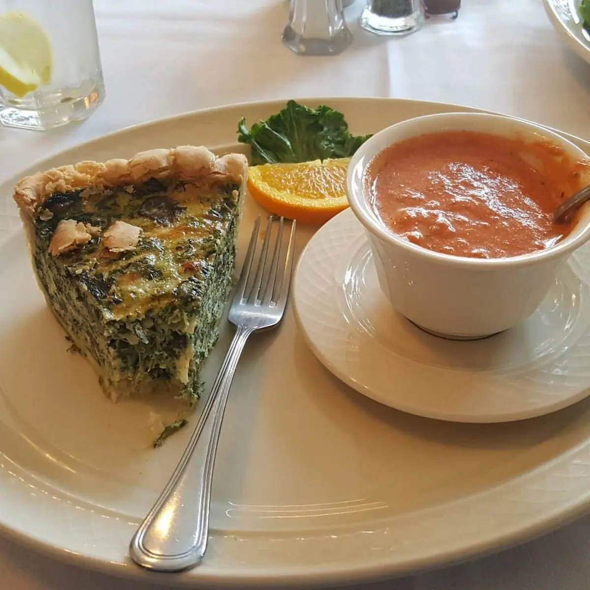 Spinach Quiche and Tomato Basil Soup