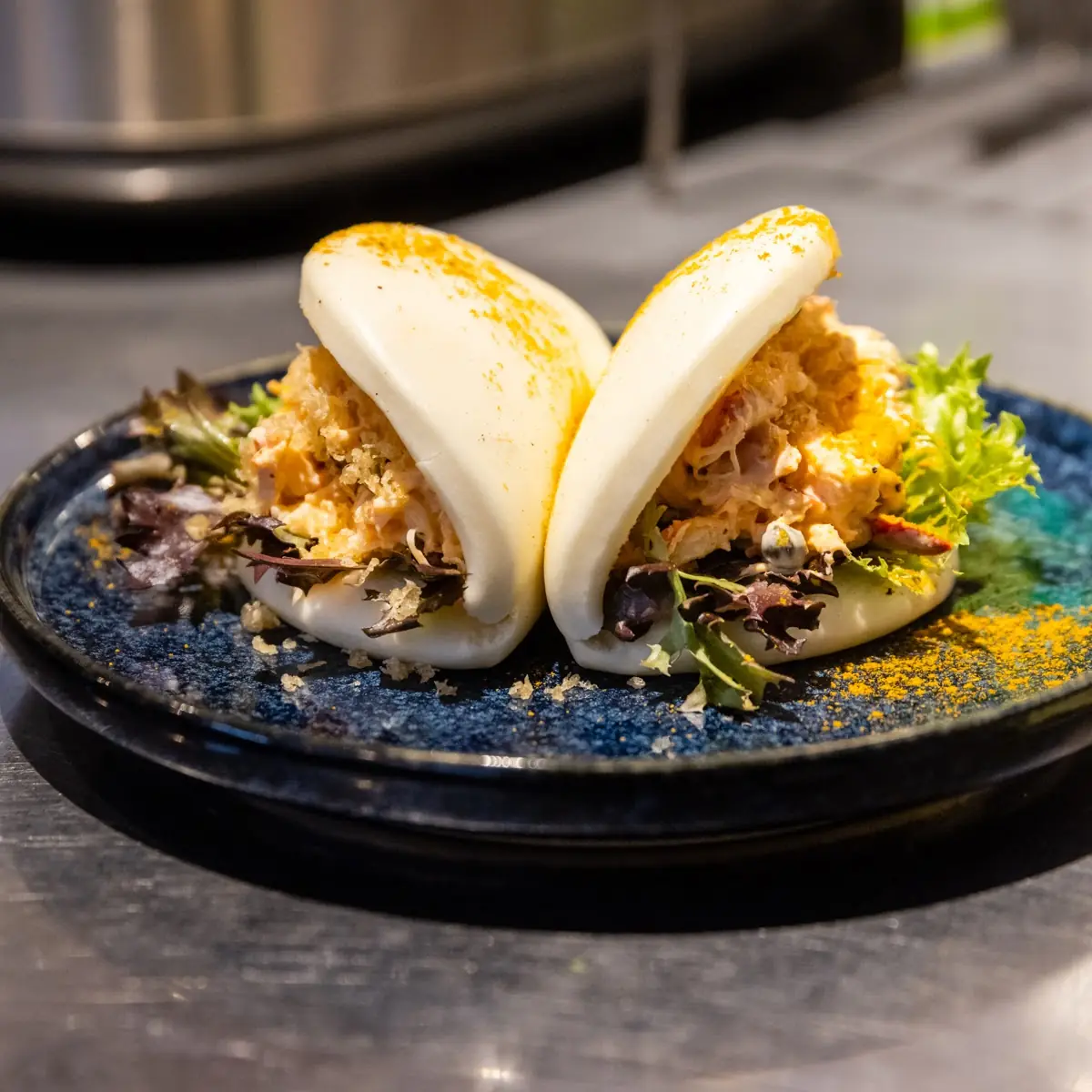 Salmon Ceviche Steamed Bun Benediet