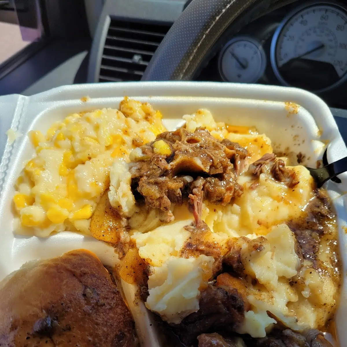 Oxtail with Mashed Potatoes and Sweet Corn