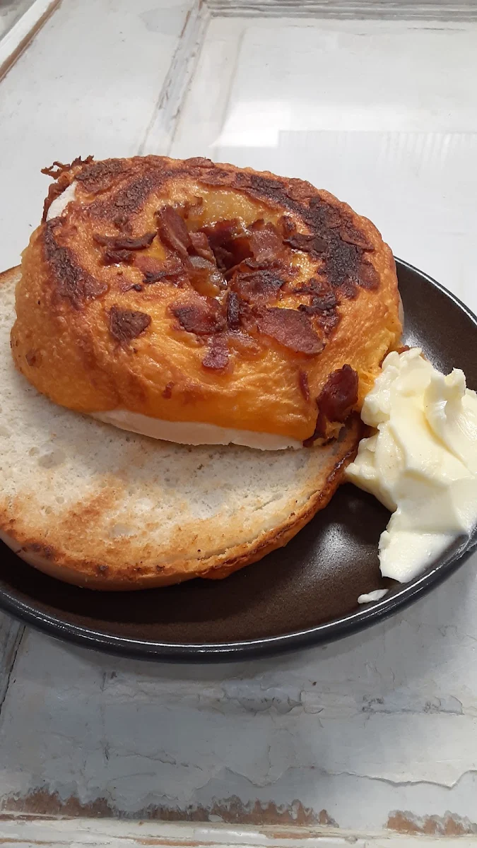 Toasted Bacon Cheese Bagel with Cream Cheese