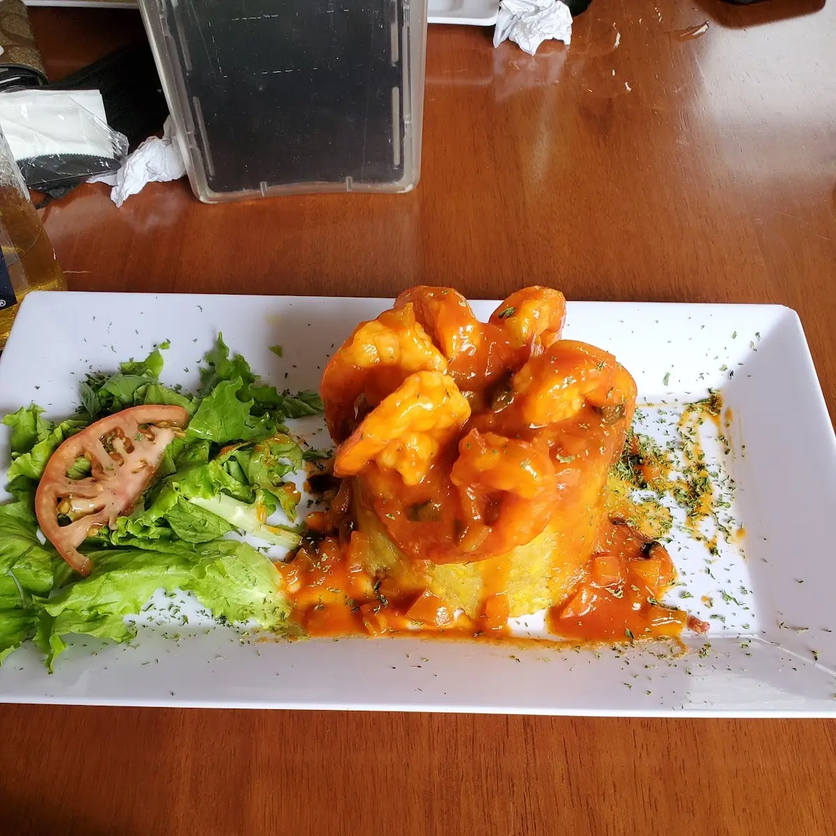 Mofongo Relleno de Camarones En Salsa Criolla
