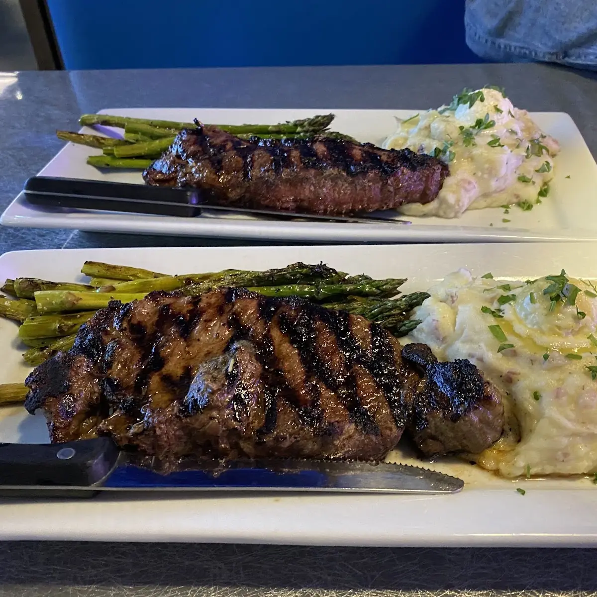 NY Steak with Garlic Mashed Potatoes