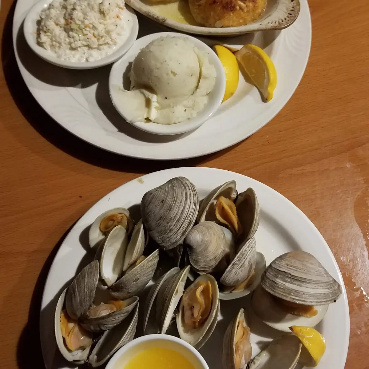Steamed Clams and Crab Cakes