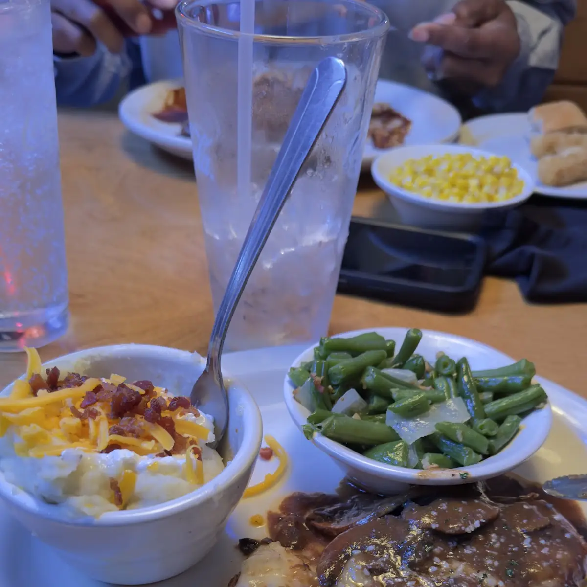 Buttered Corn House Salad Steak Fries