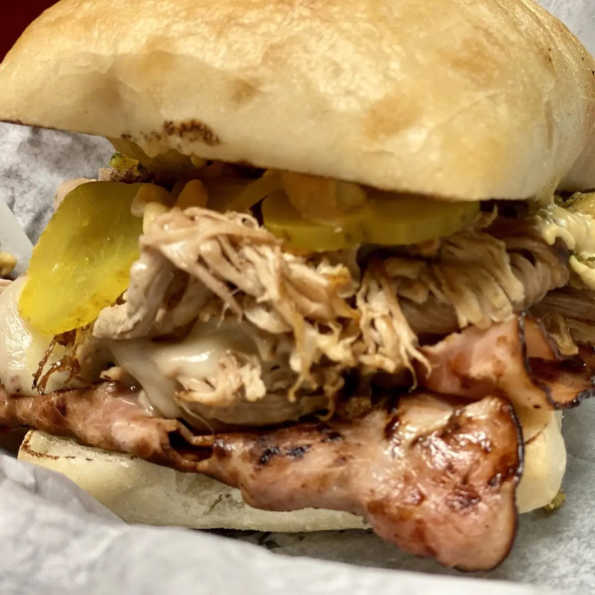BBQ Pulled Pork on Ciabatta Roll with Fresh Cut Fries and Coleslaw