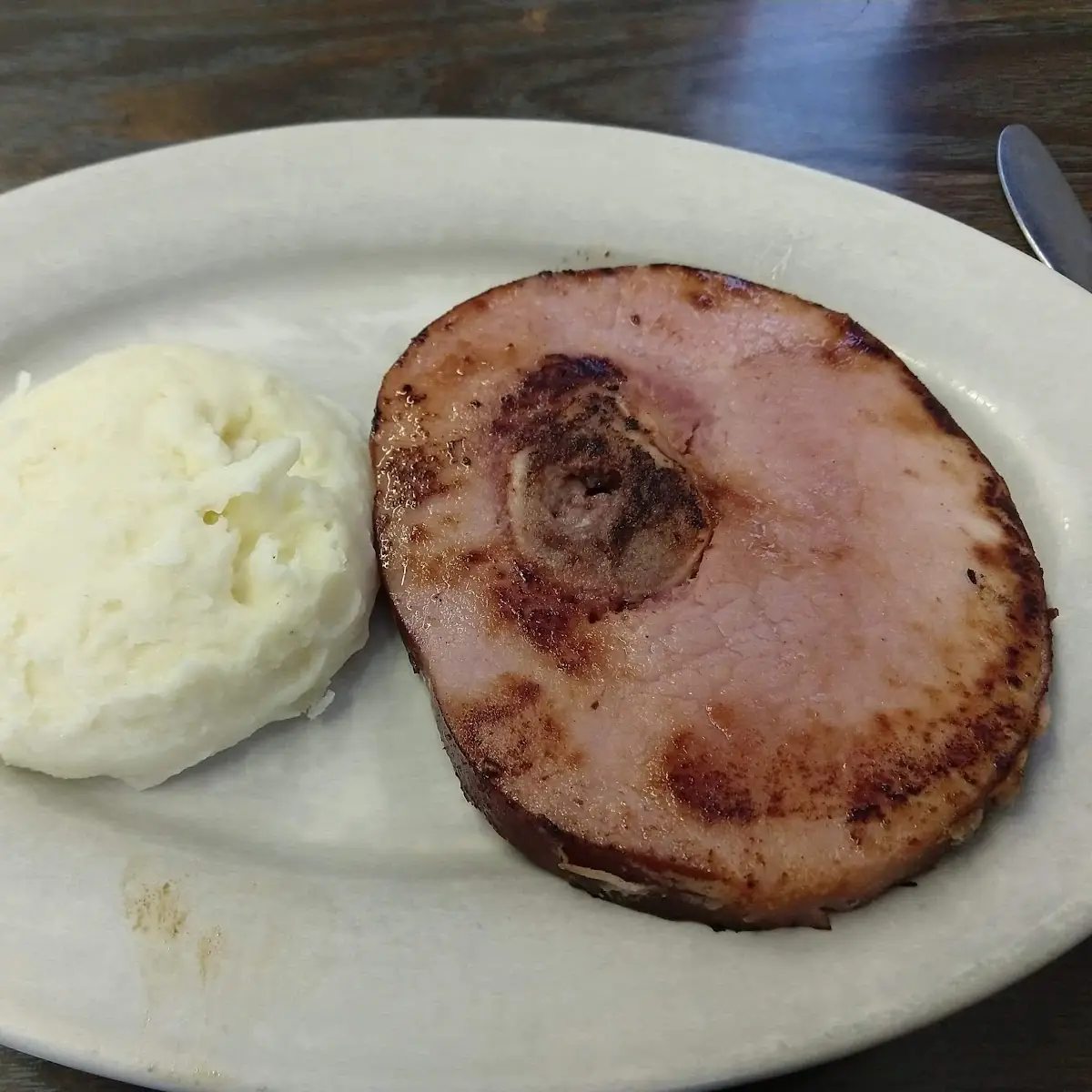 Ham Steak and Mashed Potatoes