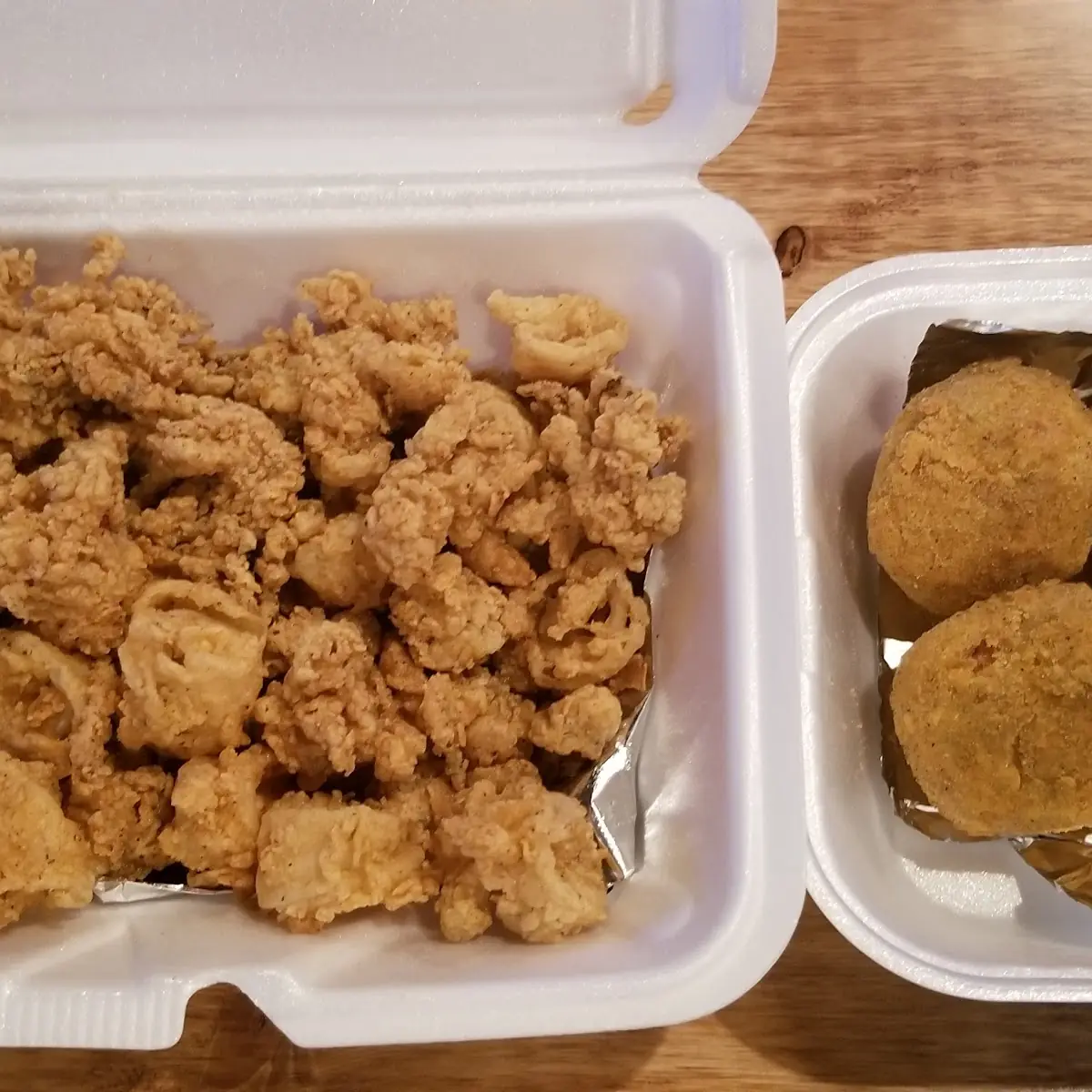 Fried Calamari and Boudain Balls