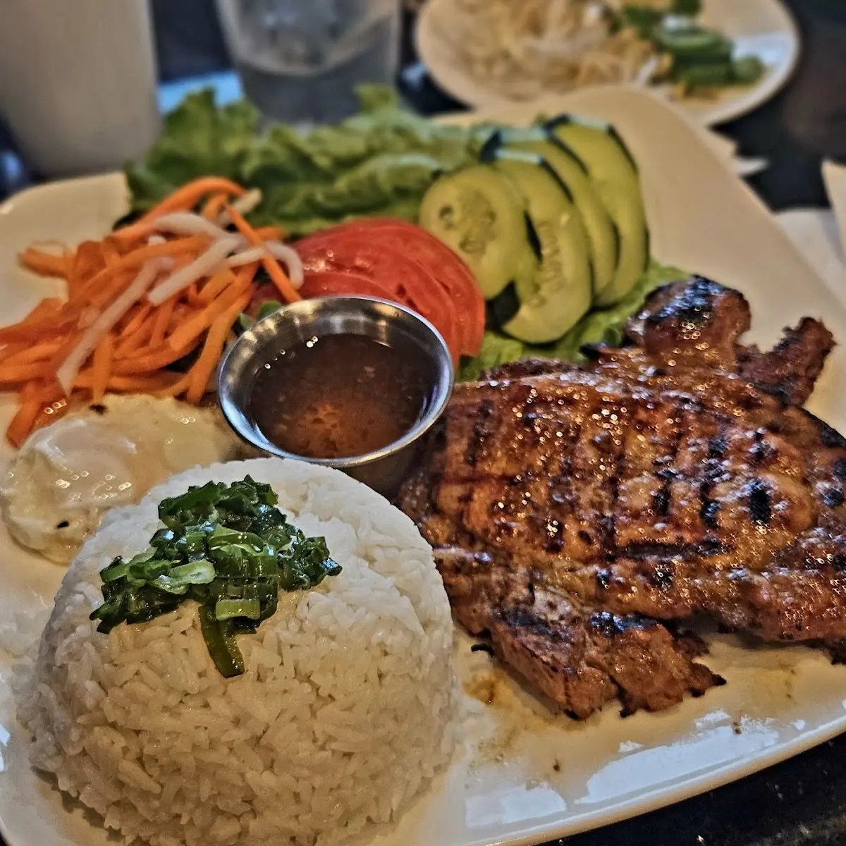 Pork Chops with Rice and Fried Egg a Staple Vietnamese Authentic Dish