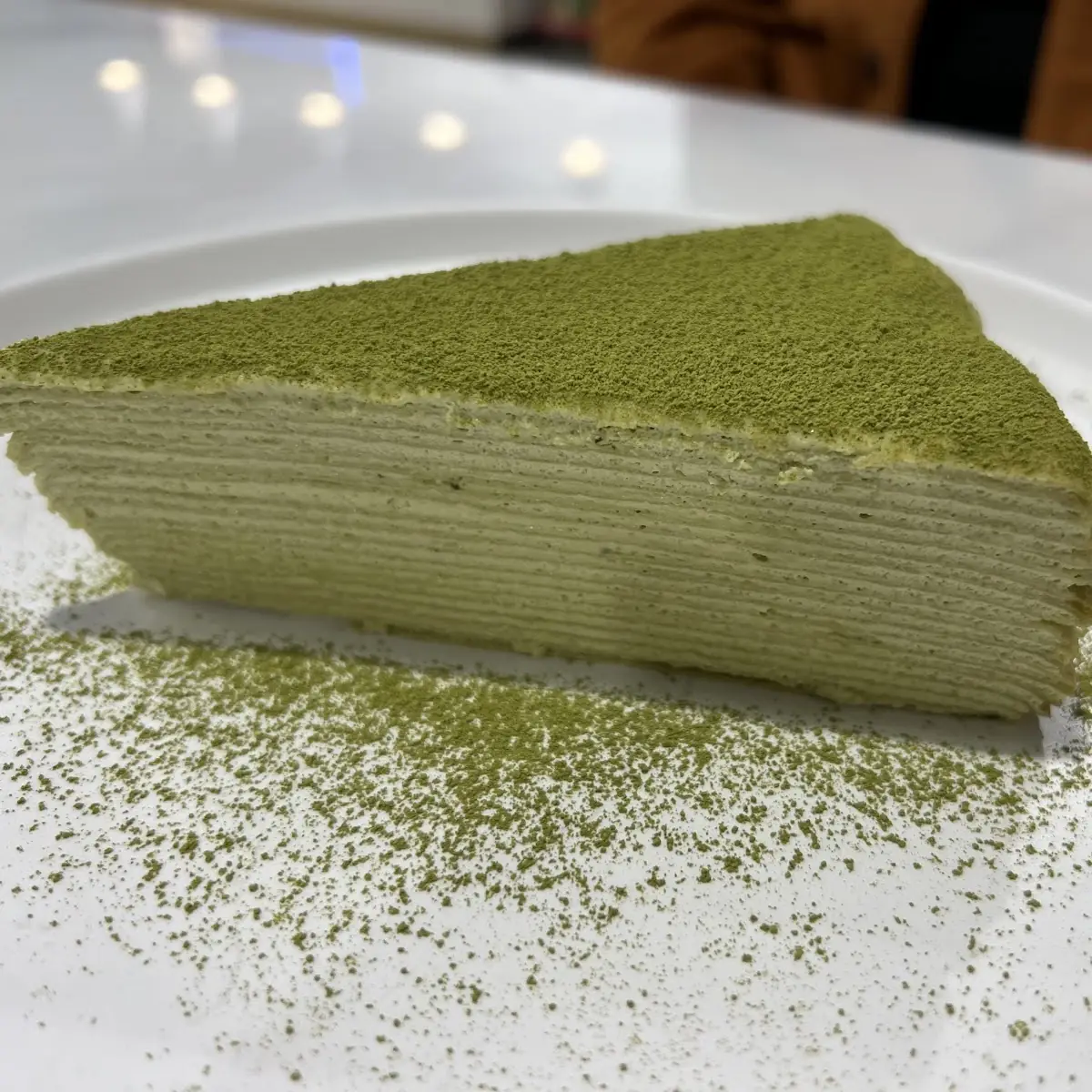 Green Tea Mille Crepe Cake Slice