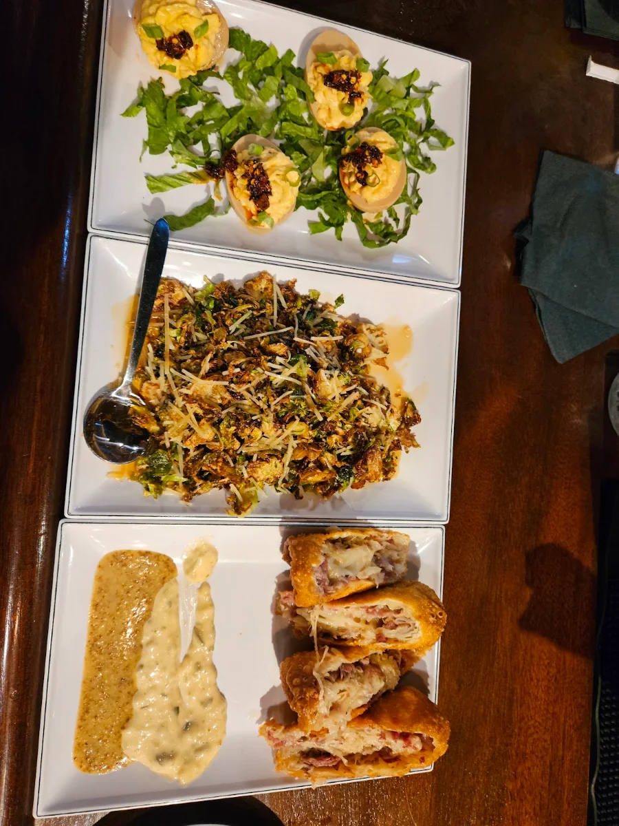 Deviled Eggs Hot Honey Brussel Sprouts and the Ruben Egg Roll