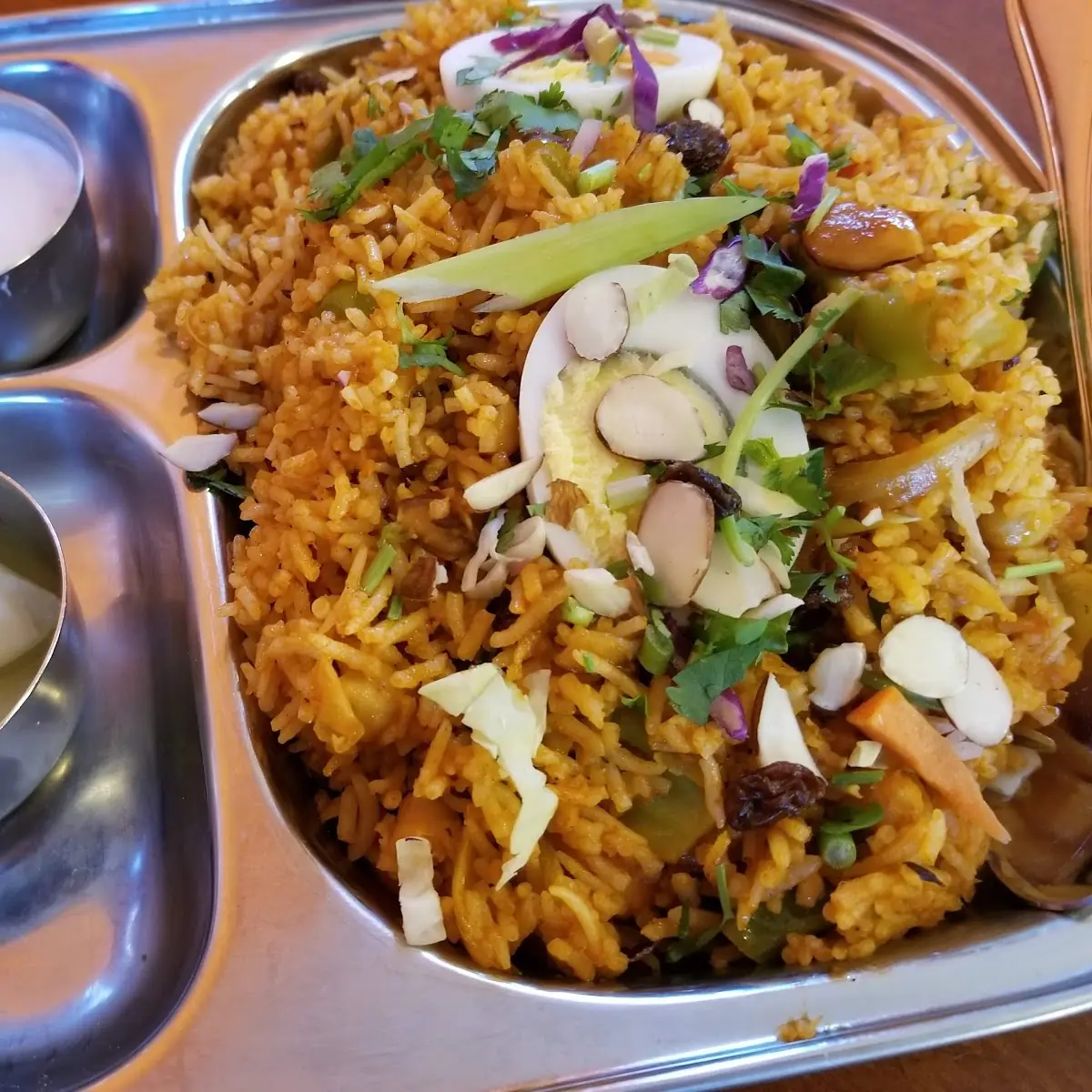 Vegetable Biryani with Kheer and Pineapple
