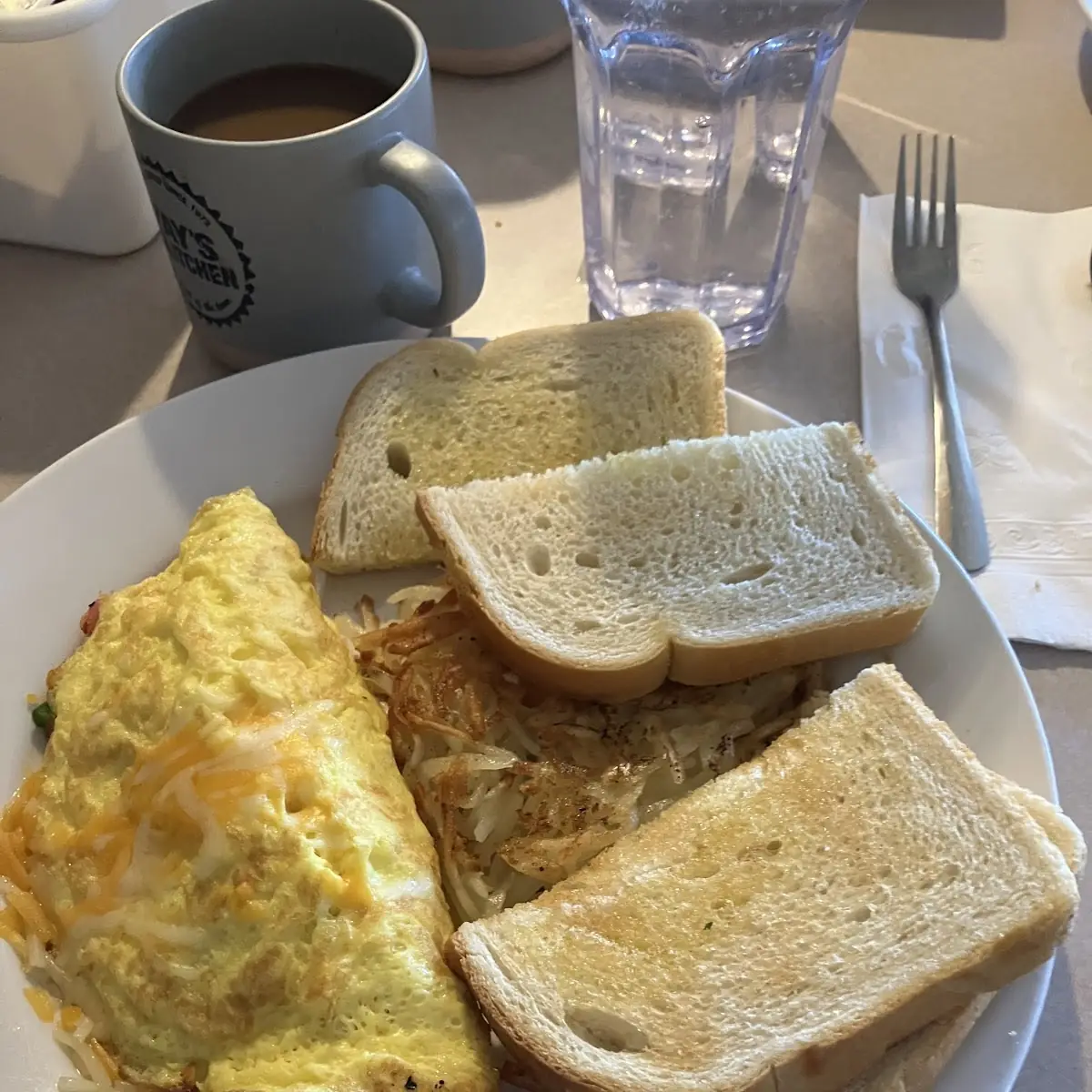 3 Egg Omelette with Hash Browns