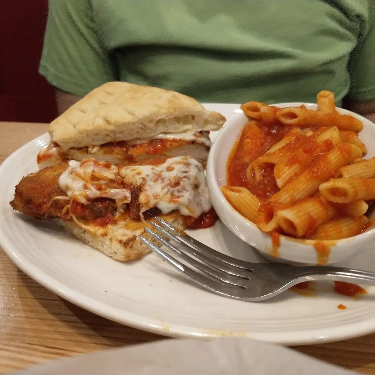 Chicken Parmesan Sandwich with Pasta